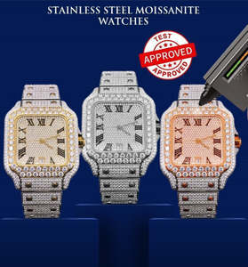 Nuevo Reloj de Lujo para Hombre con Movimiento de Cuarzo, Acero Inoxidable Bicolor, Estilo Iced con Moissanita VVS, Resistente al Agua 30M, para Venta al por Mayor - Product Image 5
