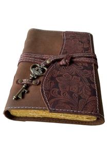 Diario de Cuero Hecho a Mano Personalizado, Cuaderno de Bocetos con Diseño de Flores de Jardín, Encuadernado con Hilo, Estilo Vintage, para Viajes, Dibujo y Planificación - Product Image 4
