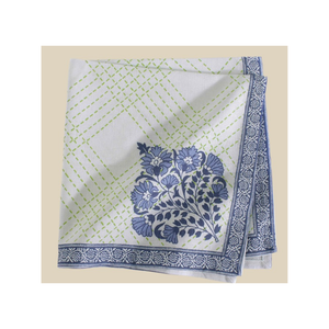 Exclusiva servilleta de algodón con estampado floral azul y blanco, 45x45 cm, 180 GSM, hecha a mano en India, para pedidos al por mayor y fiestas. - Product Image 2