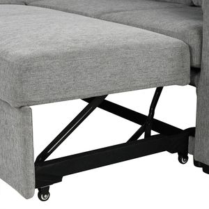 Divano letto convertibile estraibile da 215 cm a forma di L con pouf contenitore mobile, divano componibile a U per soggiorno - Product Image 6