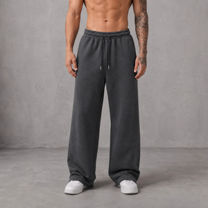 Men's Summer Streetwear Sweatpants Wide Leg Sports Pants Comfortable Drawstring <b>Elastic</b> <b>Waist</b> Casual Jogging <b>Trousers</b> - Product Image 2