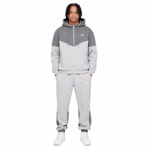 Survêtement Homme Color Block Style Urbain Zippé Deux Pièces – Hoodies et Joggers en Mélange Coton Polaire Coupe Décontractée avec Logo Personnalisé et Poche Zippée - Product Image 1