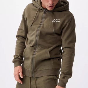 Sudadera con capucha y cremallera con logotipo bordado personalizado, MOQ bajo, lisa, fácil de usar, popular, con logotipo personalizado. - Product Image 5