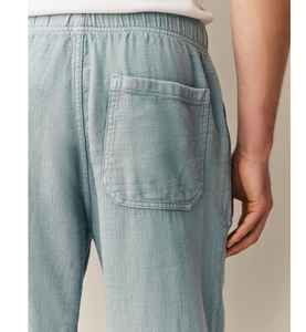 Pantalon décontracté léger en coton pour homme, coupe décontractée, respirant, séchage rapide, taille élastique mi-haute, bleu clair, pour la plage - Product Image 1