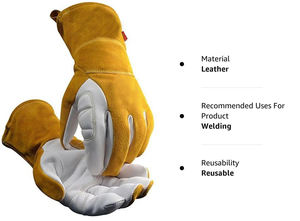 Gants de soudeur résistants à la chaleur et au feu, de haute qualité, en cuir de vachette, confortables, pour soudage TIG - Product Image 6