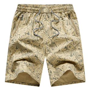 Shorts Bermuda Vintage pour Homme en Coton 100% avec Imprimé par Transfert Thermique, Taille Élastique et Cordon de Serrage Droit à Cinq Points - Product Image 1