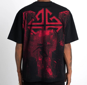 Camiseta Gótica Oversize de Algodón Pesado con Estampado de Calavera, Estilo Hip Hop Urbano, Vintage, Unisex, Personalizada, Premium - Product Image 3