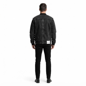 Blouson Bomber Noir Distressed pour Homme – Veste d'Hiver Streetwear – Vente en Gros – Blouson Décontracté Zippé pour Homme – Vêtement d'extérieur Tendance - Product Image 2