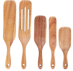 Spatule mélangeuse plate en bois d'acacia pour la cuisine, idéale pour la pâte à sourde - Product Image 4