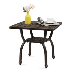 Cast Aluminum Anti-Rust Outdoor Square End Table Patio Coffee Bistro Table for Indoor Garden Porch Balcony - Product Image 1