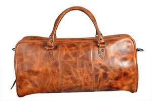 Sac de voyage de luxe en cuir, grand format, écologique, léger, pour le sport, la gym, les voyages d'une nuit, les week-ends, doublure en polyester, fermeture éclair - Product Image 6