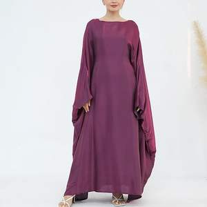 Abaya longue pour femme en soie et mousseline, couleur violette personnalisée, anti-rides, légère, style musulman, Qatari, turc, pour le Hajj et l'Omra - Product Image 2