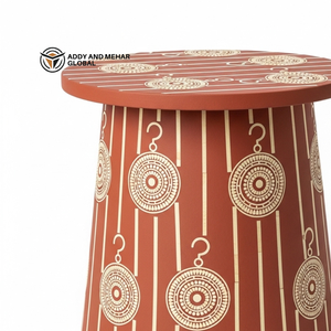 Designer Red Bone Inlay Accent Table for Living Room Luxury Red Bone Inlay End Table – Traditional Floral Pattern - Product Image 2