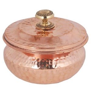 Marmite alimentaire de bonne qualité au design martelé Marmite en cuivre Hôtels Handi Marmite avec couvercle transparent - Product Image 4