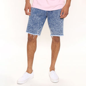 Pantalones Cortos de Mezclilla para Hombre Exoro Apparels, Cintura Media, Dobladillo Deshilachado, Estilo Vintage, Color Azul Claro, Algodón, Pierna Recta, Lavado Medio, Transpirables - Product Image 5