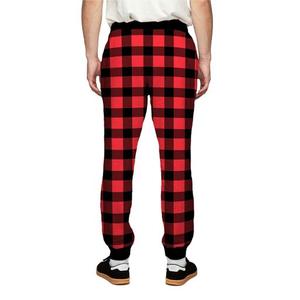 Men's Red Black Plaid Sweatpants Elastic Waist Drawstring Casual Joggers Polyester Fleece Autumn Wear - Product Image 2