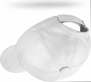 Casquette de baseball unisexe en cuir PU violet, 6 panneaux, couleur unie, style décontracté, 100% cuir de mouton véritable, sangle arrière réglable - Product Image 3
