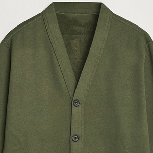 Cárdigan de Hombre Color Verde Oliva, Cuello en V, Manga Larga, Cierre de Botones, Tejido de Algodón, para Otoño - Product Image 2