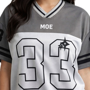 Maillot de football américain unisexe 2026 en coton léger et maille, coupe ample à épaules tombantes, motif graphique en strass, tenue d'équipe OEM - Product Image 2