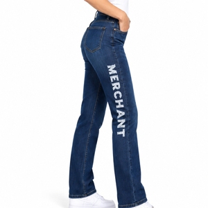 Jeans de Mezclilla de Pierna Recta para Mujer, Pantalones Casuales de Algodón, Prendas Personalizadas, Moda Diaria, Cómodos, Diseño de Cinco Bolsillos - Product Image 4