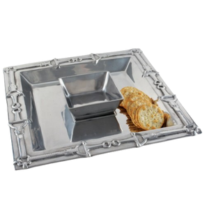 Plato para Servir Aperitivos con Recipiente para Salsas, Hecho a Mano con Acabado Dorado, Plato para Servir Chips y Salsas, Bandeja para Aperitivos - Product Image 6