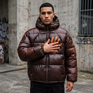 Veste matelassée unisexe personnalisée, chaude et épaisse, en tissu thermoréactif, avec fermeture éclair, style streetwear, à capuche - Product Image 5