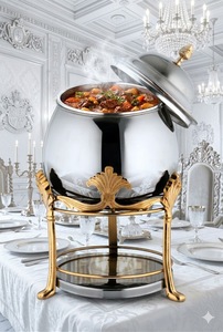 Luxury Affordable Stainless Steel <b>Buffet</b> Chafing Dish Single Piece Food <b>Warmer</b> with Glass Lid At Best Price - Product Image 2