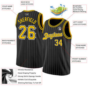Camiseta de Baloncesto Personalizada con Rayas Negras y Amarillas, Sin Mangas, para Hombre y Mujer, Sublimada, Transpirable y de Secado Rápido - Product Image 4