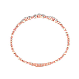 Interlocking Dual-Ring Motif Diamond Link <b>Bangle</b> <b>Bracelet</b> - Product Image 2
