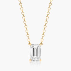 IGI Certified <b>Emerald</b> Cut Lab Grown Diamond Solitaire <b>Pendant</b> Necklace 14K White Gold Luxury Rhodium Plated Wedding Party Fine - Product Image 5