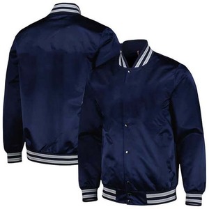 Men's Navy Blue Bomber <b>Jacket</b> Solid Color Turn-down Collar Regular Fit <b>Canvas</b> Waterproof Winter Wear - Product Image 2