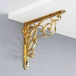 Decorative Brass Corner <b>Shelf</b> <b>Bracket</b> Heavy Duty Triangle Wall Mount Support Holder for Home Hotel Wooden <b>Floating</b> <b>Shelves</b> - Product Image 6