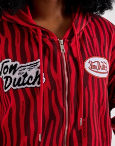 Sweat à capuche en molleton pour femme, coupe ample, style streetwear, manches longues, longueur courte, 95% coton 5% élasthanne, avec épaulettes et fermeture éclair sur le devant. - Product Image 2