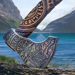 Factory Direct Wholesale Best Price Handmade Viking <b>Axe</b> Hand Forged Bearded Edge Wooden <b>Handle</b> Outdoor Camping Hatchet <b>Axe</b> - Product Image 1