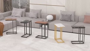 Trend Setter Modern Marble Top <b>Side</b> <b>Table</b> With <b>Gold</b> Metal Frame For Living Room Furniture - Product Image 2