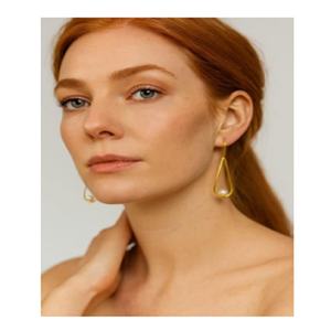 Boucles d'oreilles goutte d'eau plaquées or avec imitation de perles pour femmes, boucles d'oreilles de style classique, bijoux de créateur - Product Image 1