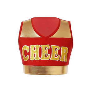 Ensembles d'uniformes de cheerleading sur mesure, taille personnalisée, crop top imprimé pour femmes adultes, couleur et logo personnalisés, spandex, polyester, respirant - Product Image 2