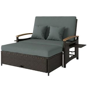 Canapé-lit d'extérieur gris mélangé, chaise longue de terrasse, mobilier élégant et stylé pour votre jardin ou votre terrasse - Product Image 5