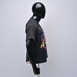 Camiseta Negra de Manga Corta para Hombre con Estampado de Balón de Béisbol 1999, Corte Regular, Cuello Redondo, Estilo Casual, Ropa Urbana, Lavado Ácido - Product Image 3