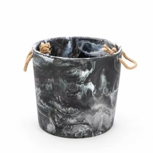 Hochwertiger Moderner Luxus-Eiskübel aus Harz mit Aqua-Swirl-Design und Ledergriffen für Wein, Aufbewahrung, Party und Bar - Product Image 4