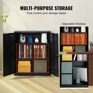 Armadio Metallico a 2 Ante per Garage, 2 Ripiani Regolabili, Capacità 90 Kg, con Chiusura di Sicurezza - Product Image 3
