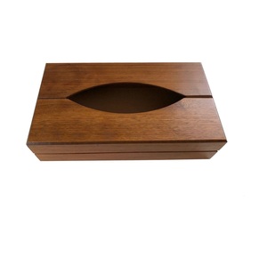 Caja de pañuelos de madera, forma rectangular, diseño vintage hecho a mano con cierre dorado, dispensador de bolsas de plástico para decoración del baño - Product Image 3