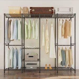 Heavy Duty Metal <b>Garment</b> <b>Rack</b> Portable Over Door Organizer 190x40x190cm Wire Clothes Hanger for Home Use - Product Image 2