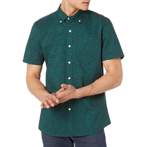 Chemise décontractée pour homme à manches courtes de style hawaïen, col boutonné, imprimé rayé, respirante, 100% coton, tissu popeline 140g - Product Image 3