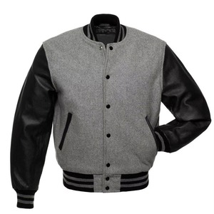<b>Men</b> American Letterman Baseball School Team Varsity Jacket Black Wool and Black Real Leather Sleeves customized colors - Product Image 4
