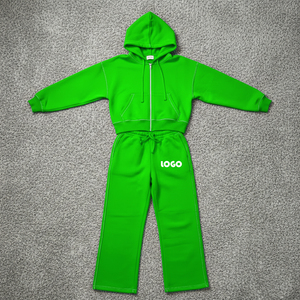 Custom Logo Women Streetwear Full <b>Zip</b> Hoodie & Sweatpants Set Casual Jogger Tracksuit OEM Wholesale Athleisure Suit - Product Image 1