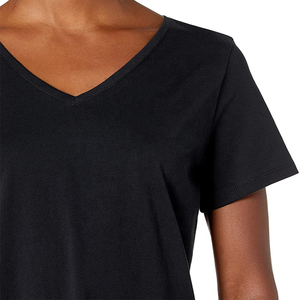 Camiseta informal de primavera antiarrugas de manga corta con cuello en V 100% algodón para mujer, nuevo diseño 2022 - Product Image 4