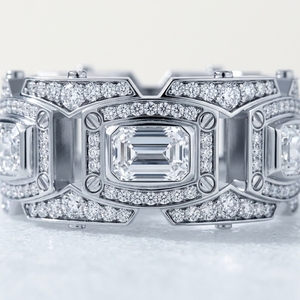 RAAMAA Hip Hop <b>Men's</b> <b>Emerald</b> Cut Lab CVD HPHT Synthetic Diamond Rhodium Plated Statement <b>Ring</b> for <b>Men</b> Custom Made in White Gold - Product Image 3