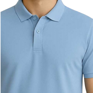 Polo de Manga Corta para Hombre, Color Marrón, Algodón Piqué, Corte Regular, Color Sólido, Diseño Casual Transpirable de Punto - Product Image 2