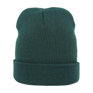 Bonnet en tricot vert unisexe, couleur unie, décontracté, chaud pour l'hiver, design à revers, 100% acrylique, taille adulte 56-58CM - Product Image 2